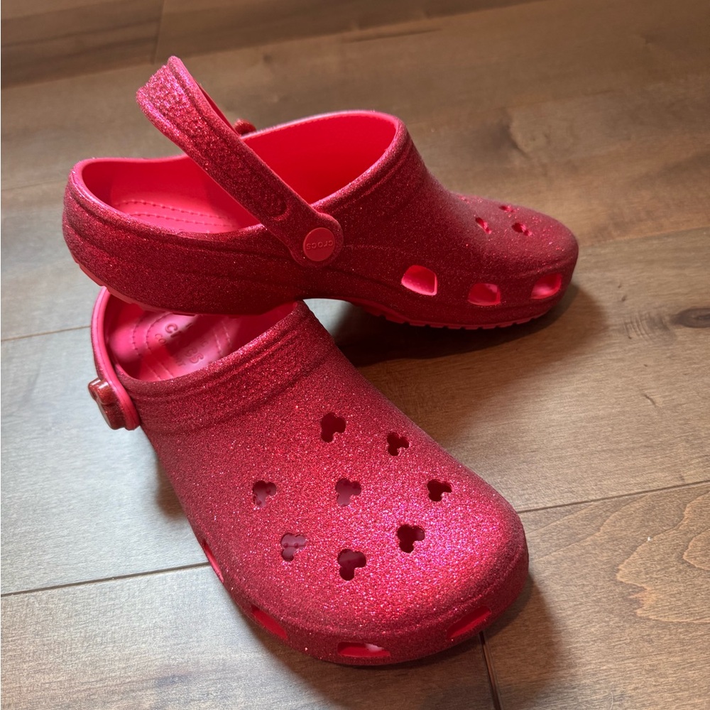 Disney Crocs Women's Glitter Clogs in Hot Pink